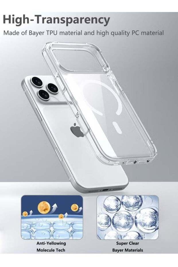 غطاء خلفي شفاف متوافق مع نظام Magsafe لهاتف Apple iPhone 17 Pro - 3