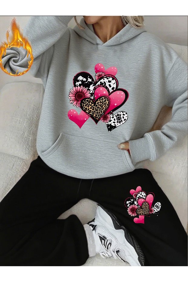 Kalp Stylish Women's K Hooded Tracksuit Set in Pink Color