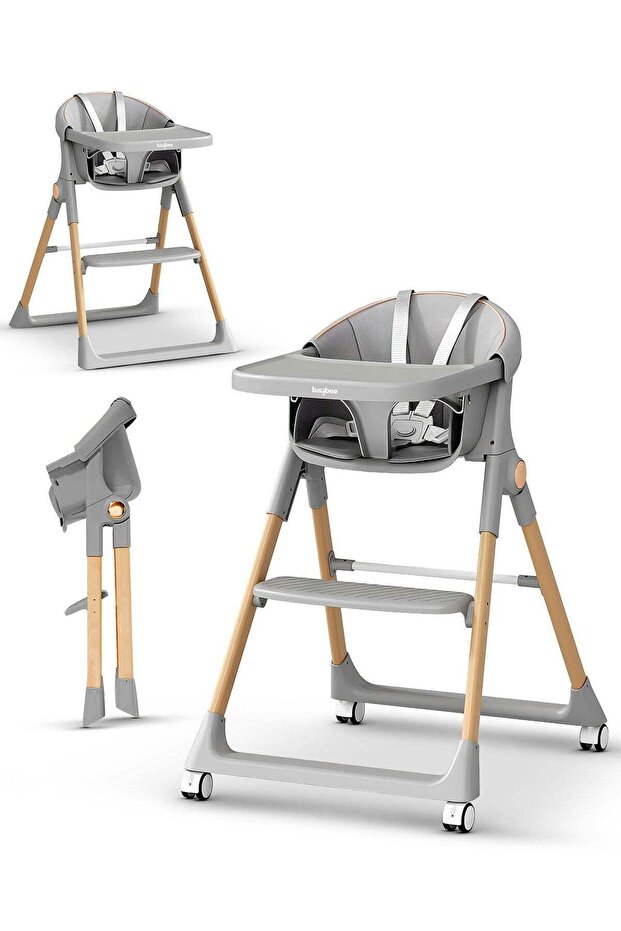 3-in-1 high chair with adjustable height & tray, 5-point safety harness for babies & toddlers