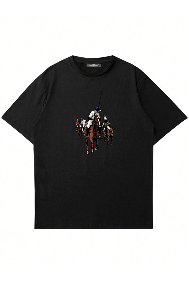 Unisex Horse Rider Printed Crew Neck Oversized T-Shirt