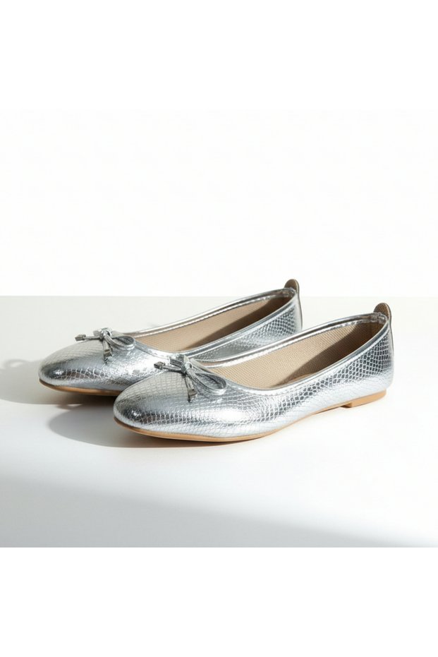 Women's Patent Leather Ballerinas Fish Scale Leather Ballerinas – with Ribbon, Comfortable Non-Slip Sole, Casual Stylish Shoes