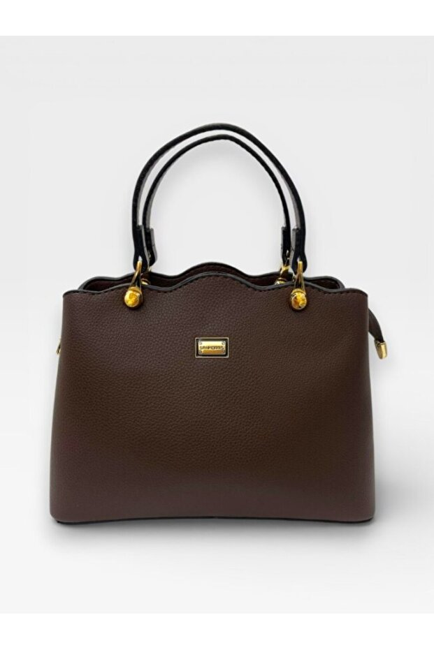 1440 Women's 2-Compartment Wave Detailed Stylish Hand and Shoulder Bag with Adjustable Strap