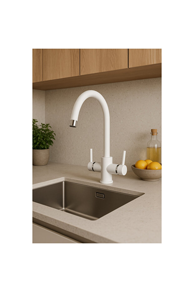 Pureflow Purified Matte White Kitchen Sink Faucet – 360 ° Rotating Head, Water Saving