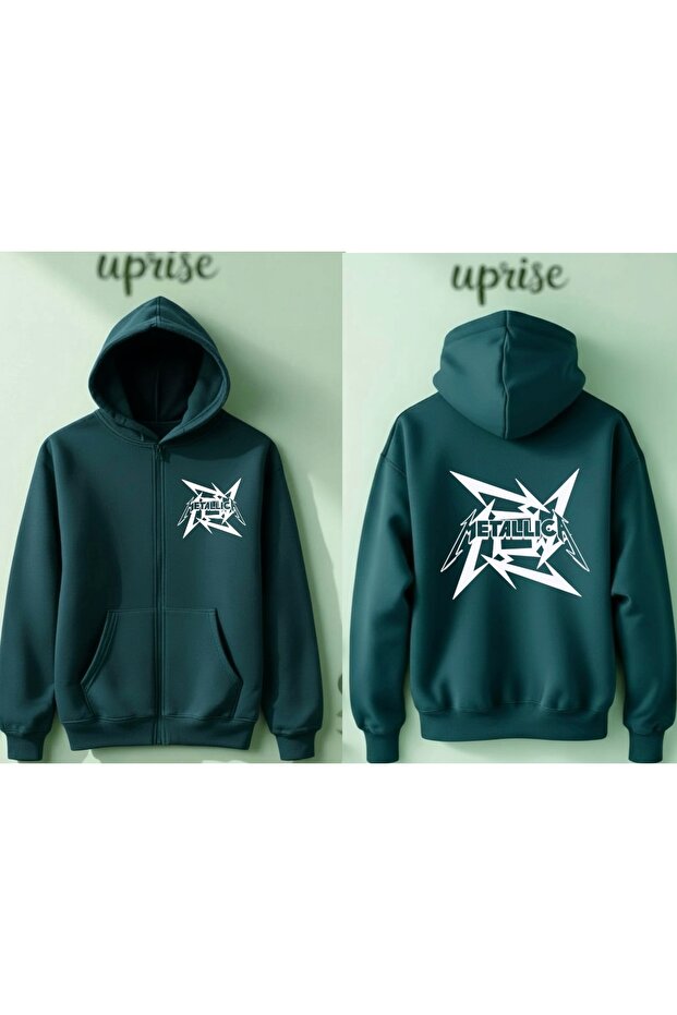 Metallica Printed 3-Zip Cardigan Sh Fleece-Lined Oversize