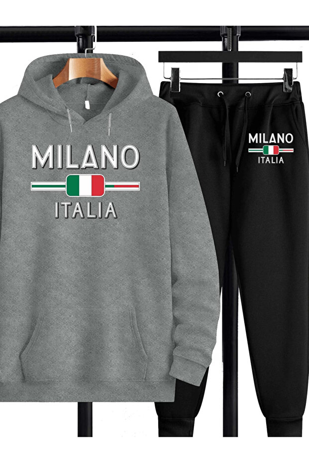 Milano Printed Women'S/Men's Unisex Oversized Hooded Tracksuit Set