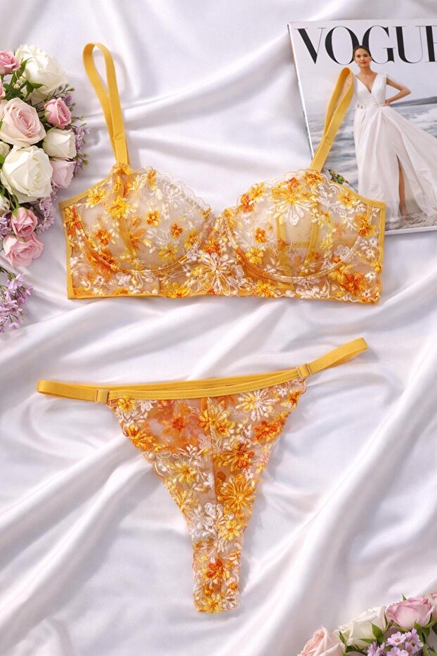 Floral Pattern Lace Bra Panty Set – Stylish and Comfortable Underwear