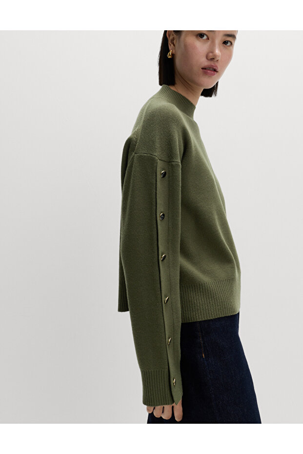 Soft Touch Düğme Detaylı Triko - 3