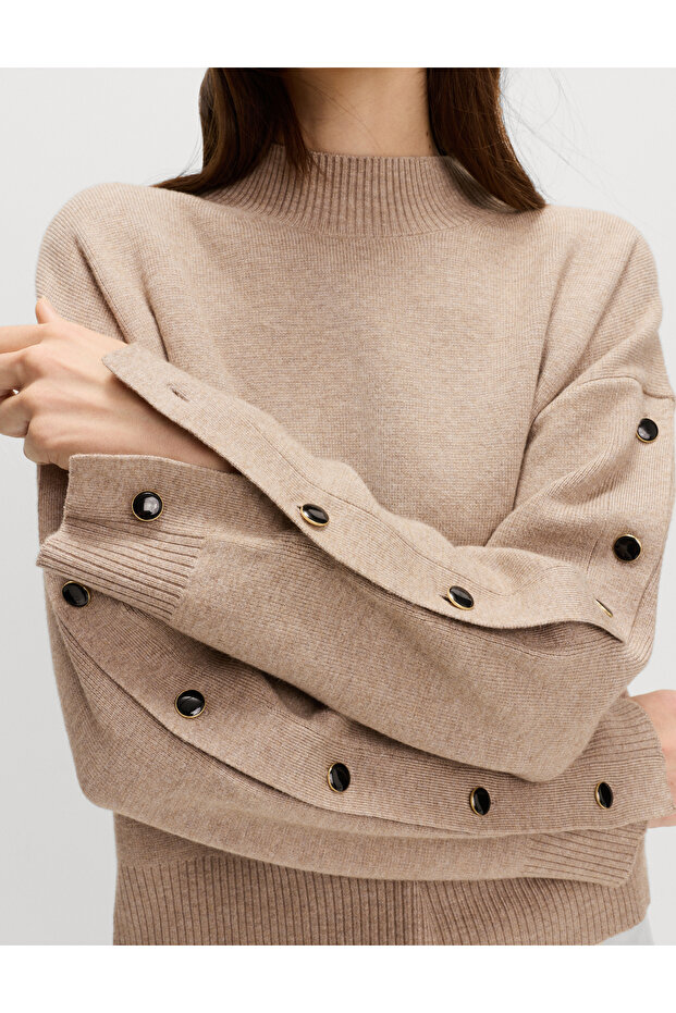 Soft Touch Düğme Detaylı Triko - 3