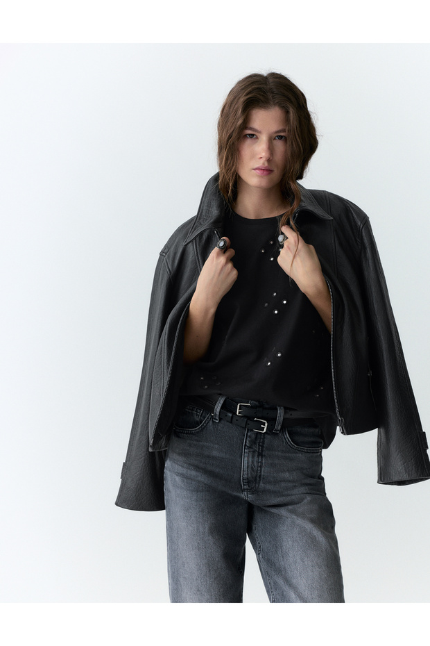 Saf Pamuklu Süslemeli Üst - 2