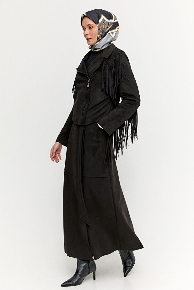 Süet Görünümlü Anvelop Etek - 2