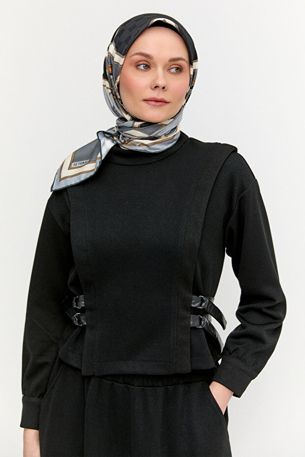 Deri Kemerli Örme İkili Takım - 4