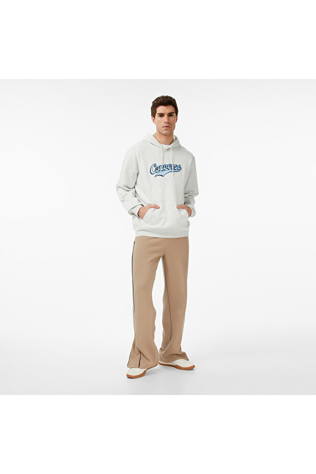 Script Pullover Hoodie Erkek Gri Sweatshirt - 3