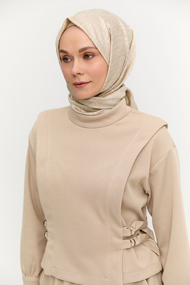 Deri Kemerli Örme İkili Takım - 5