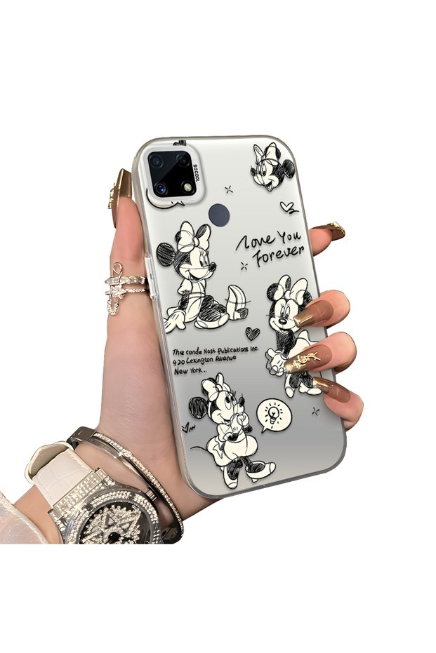 Realme C25 Compatible Silicone Edge Hard Back Anti-Fall Case Mickey Mouse