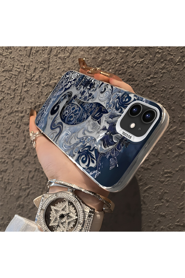 iPhone 12 Compatible Silicone Edge Hard Back Anti-Fall Case Classic Pattern - 3