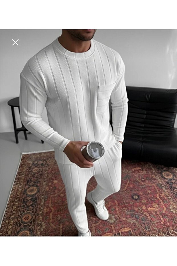 Ottoman Fabric Pocketed Long Sleeve Sweatshirt and Pants from Alt Üst Takım