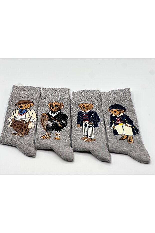 4-Pack Teddy Bear Patterned Teddy Bear Socks - 1