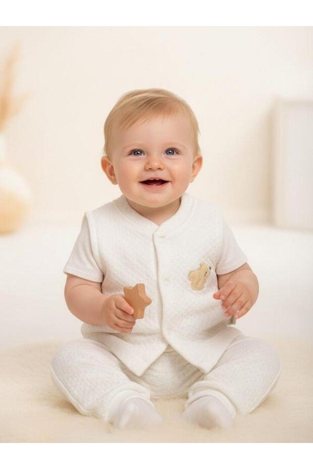 Baby Squirrel Patterned Vest - 4