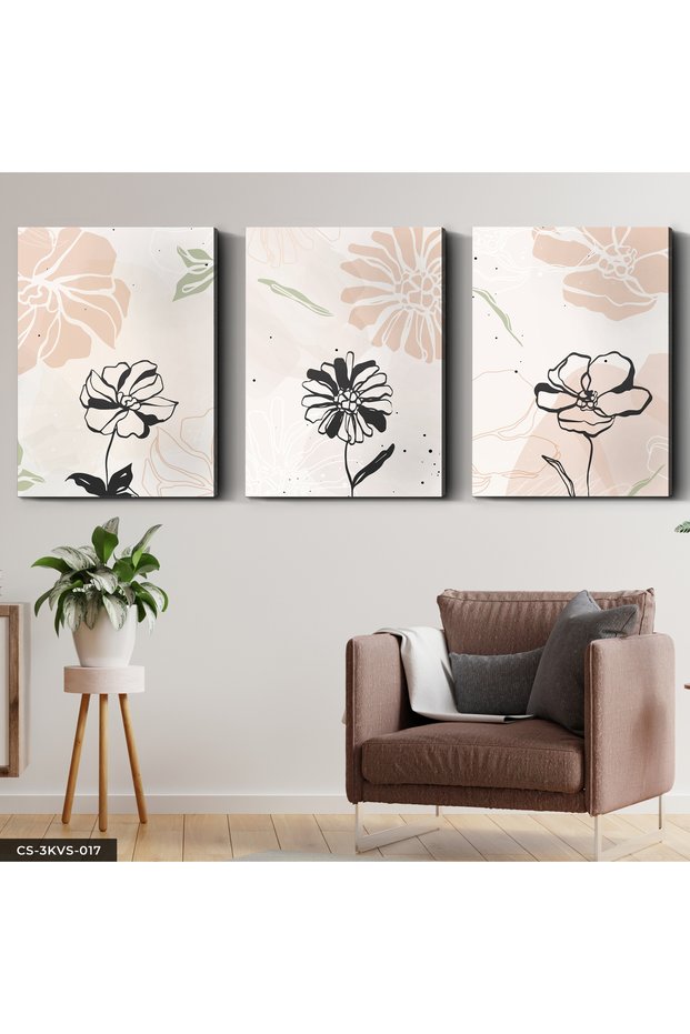 Abstract Flower 3 Piece Canvas - Canvas Painting