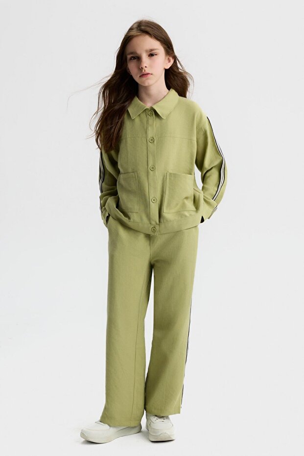 Girl's Striped Shirt 8-14 Years Green