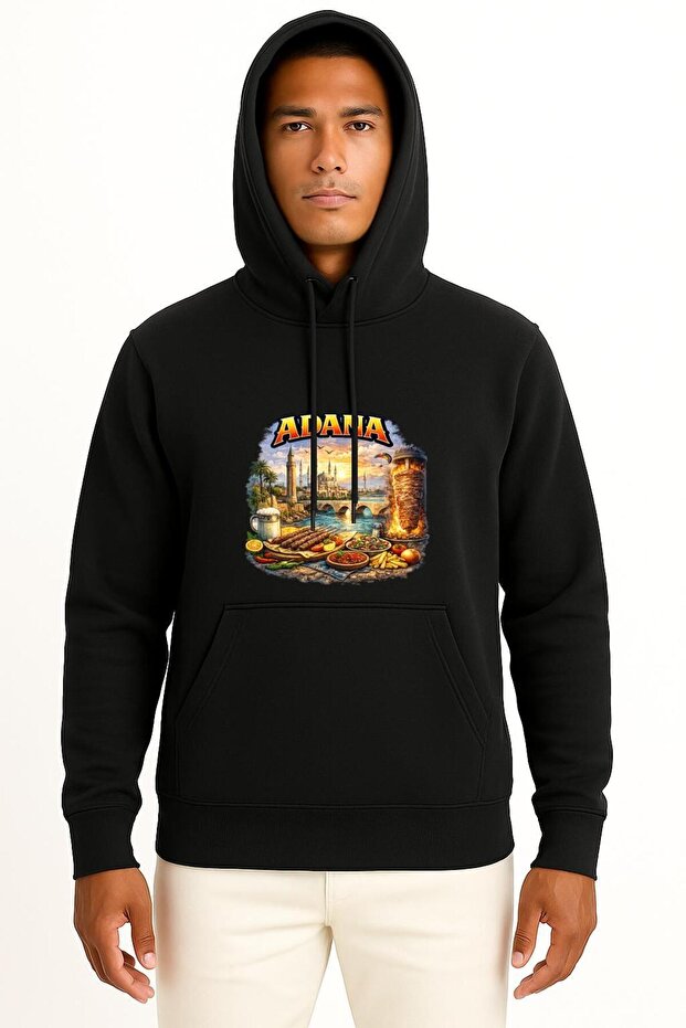 Hooded Adana Special Design Chest Printed Unisex Sweatshirt