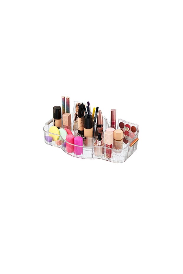 360 Degree Rotating Acrylic Makeup and Jewelry Organizer – 14 Compartment Cosmetic Box – Transparent Unbreakable