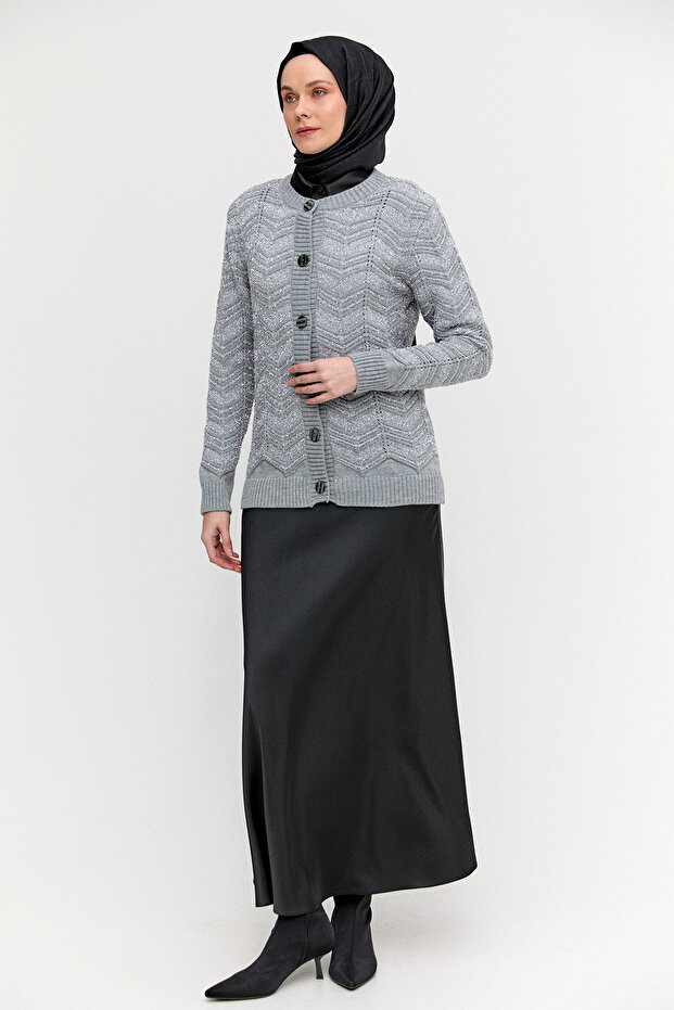 Sim Detaylı Triko Hırka - 1