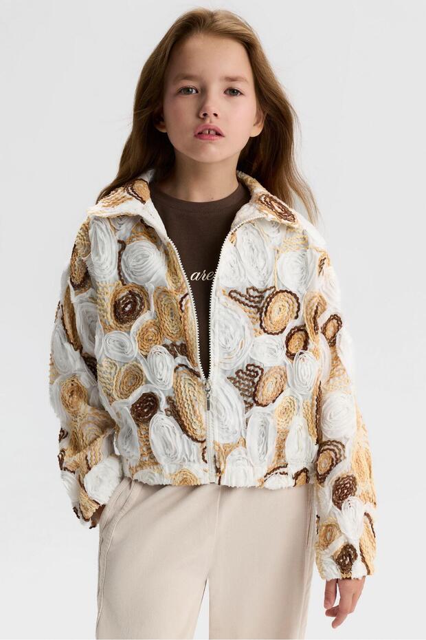 Girl's Laura Jacket 8-14 Years Ecru-Camel