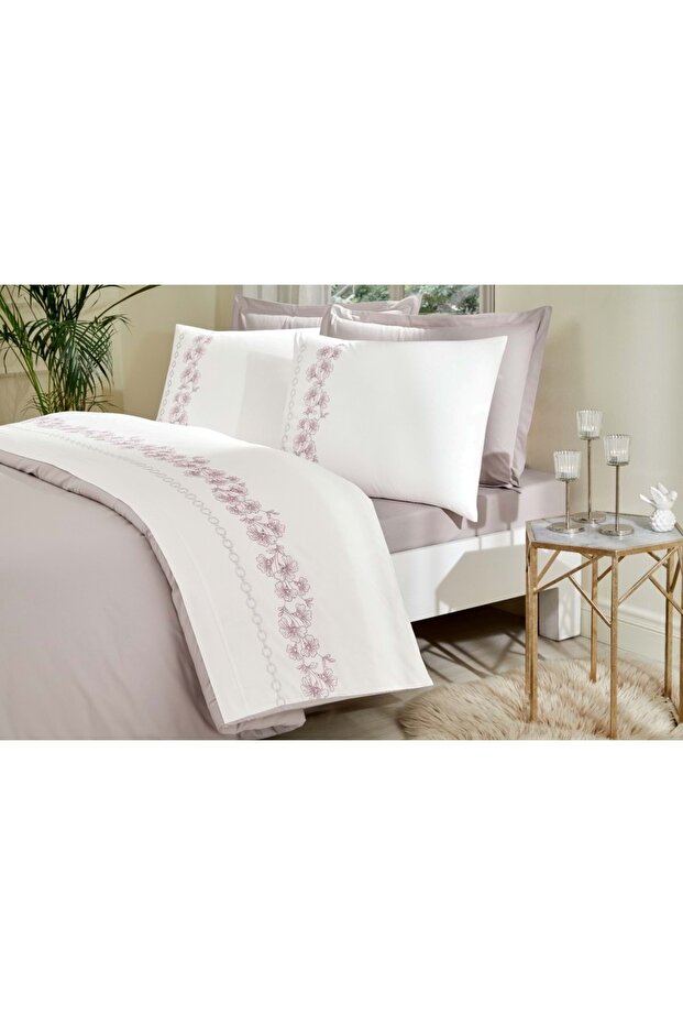 Akfil Boutique -Petra Beige- Double Duvet Cover Set (with 4 Pillowcases)