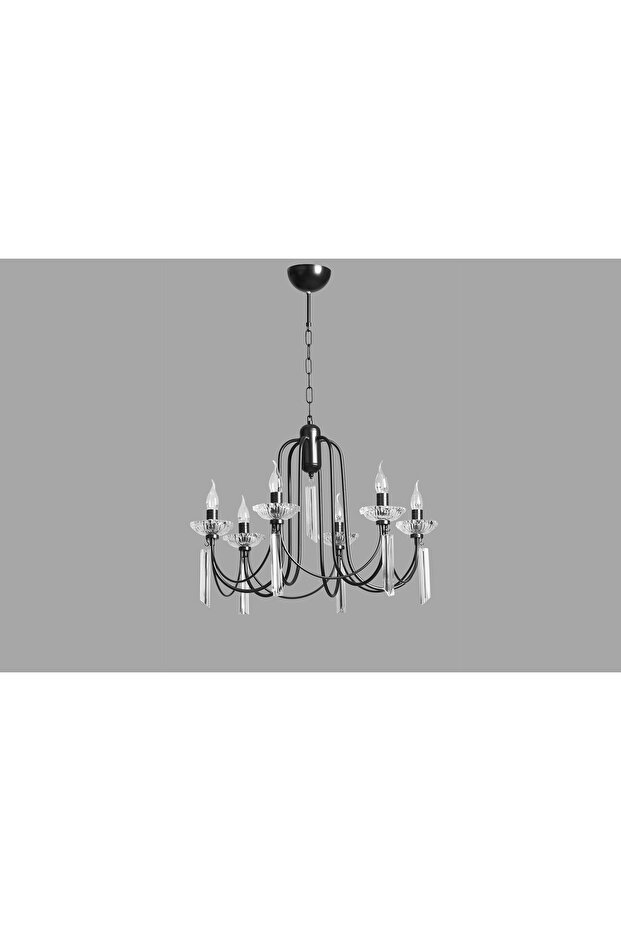 KONTES ALTILI RUSTİK AVİZE, SİYAH - 2