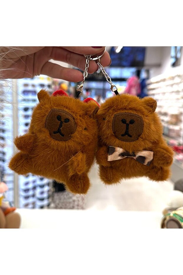 2Li Capybara Keychain Plush with Bow Tie and Heart 10 cm