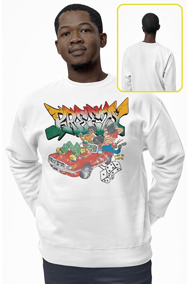 Unisex Oversized Chris Brown Breezy Printed Crew Neck Hoodless Sweatshirt