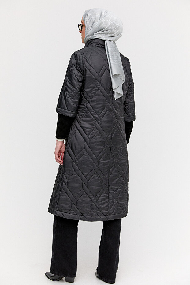 Mendil Yakalı Kapitone Kaban - 3