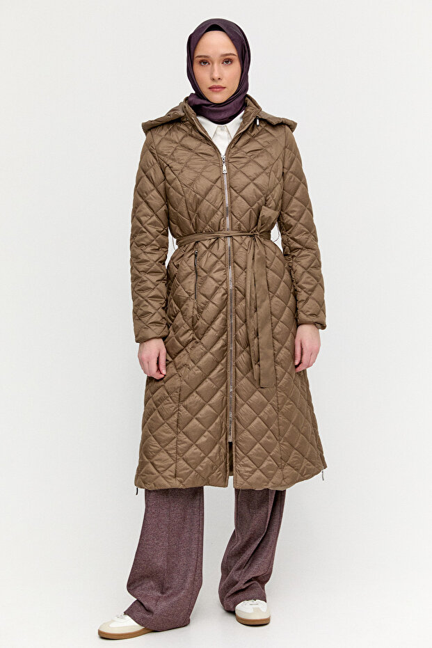 Kapüşonlu Kapitone Kaban - 1