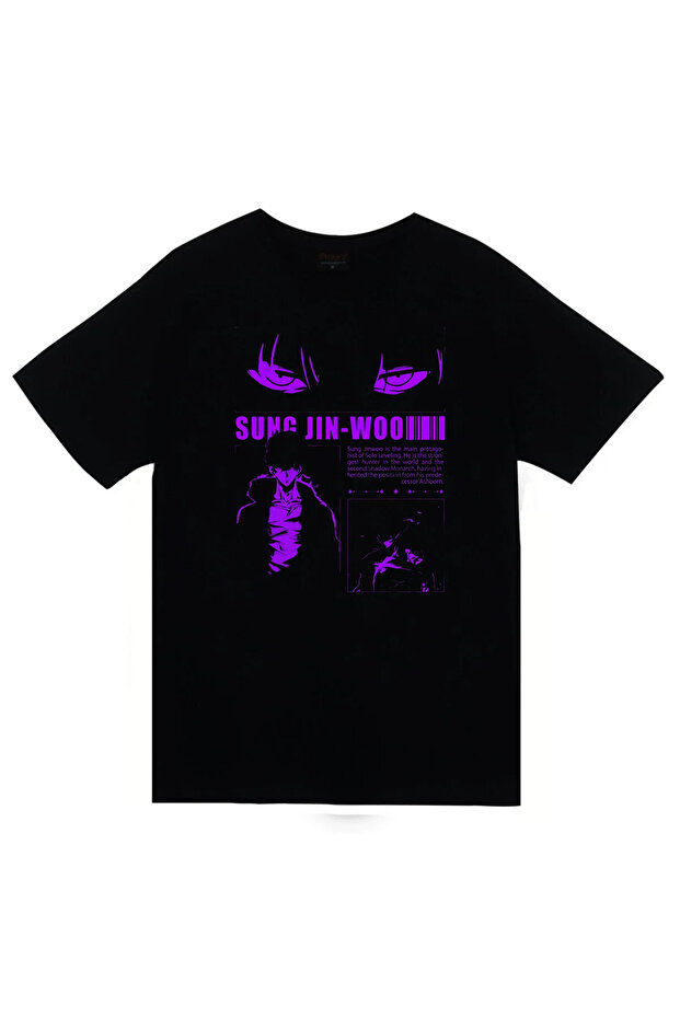 Solo Leveling - Sung Jin-Woo - Arise - Anime Printed Unisex 100% Cotton Black T-Shirt