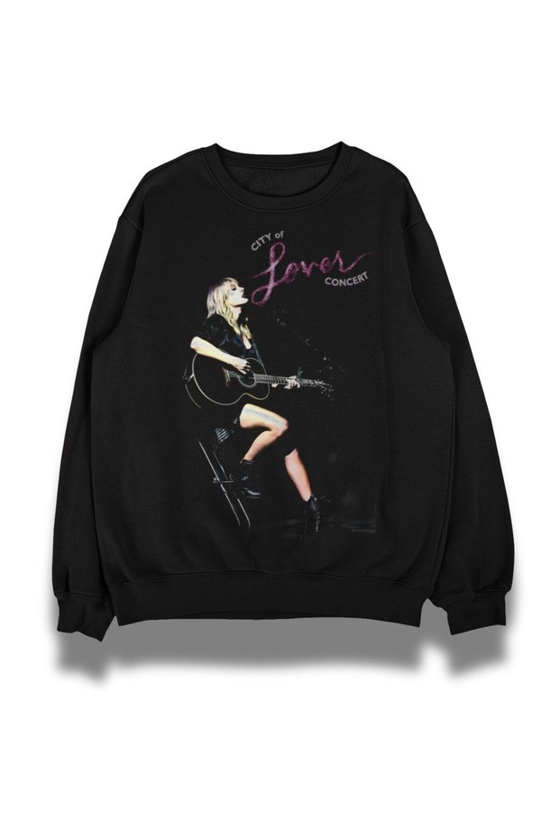 Unisex Oversized Lover Concert Taylor Swift Printed Crew Neck Hoodless Sweatshirt