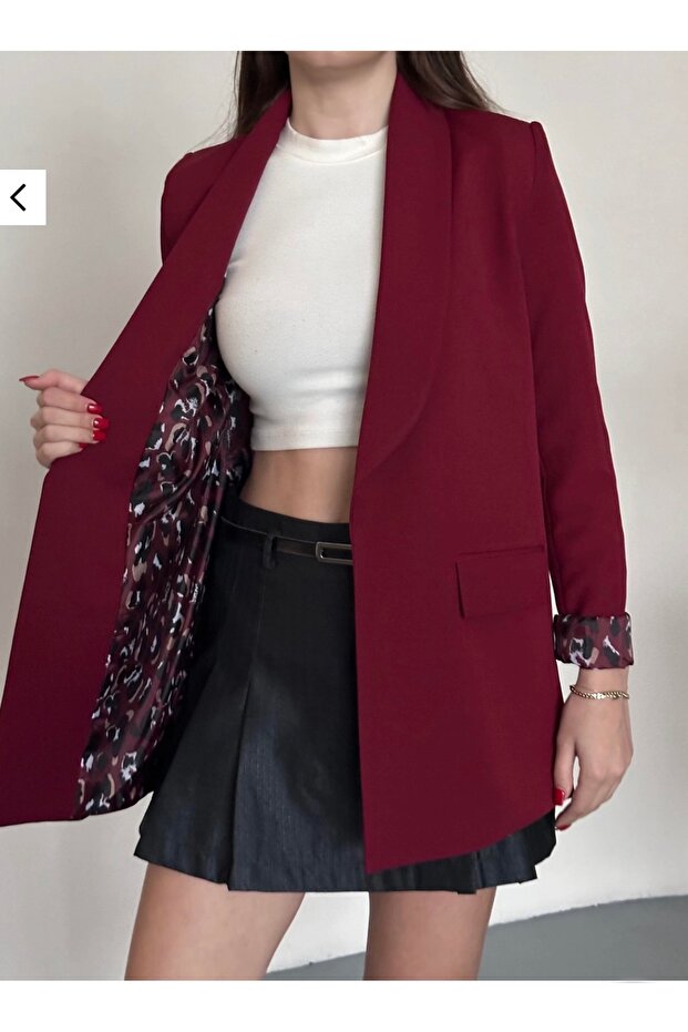 Premium Trend Shawl Collar Leopard Lined Blazer Jacket