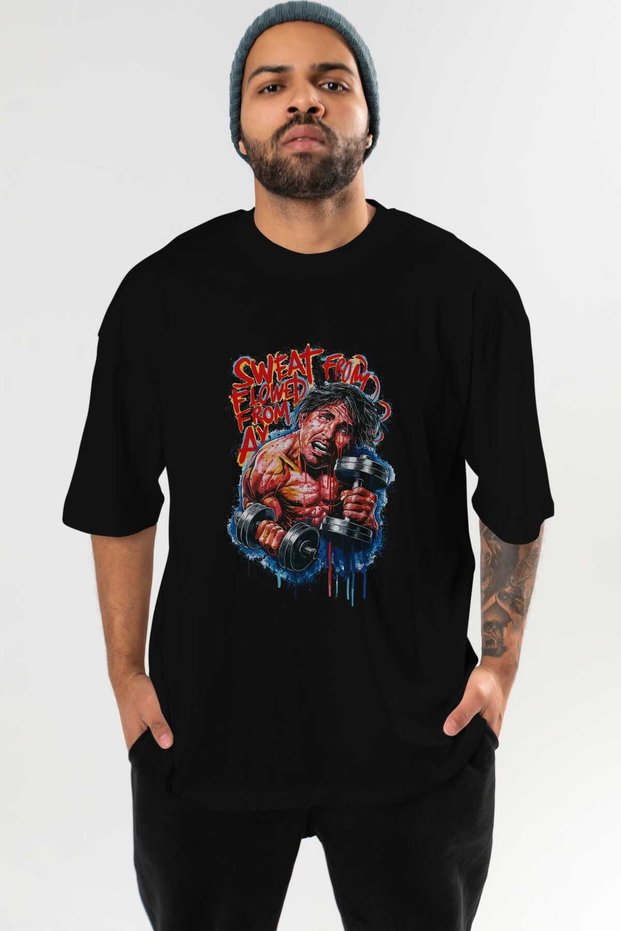 Gym, Sports, Fitness 13 Pre-Printed Black Oversize T-Shirt Men Women Cotton Crew Neck T-Shirt