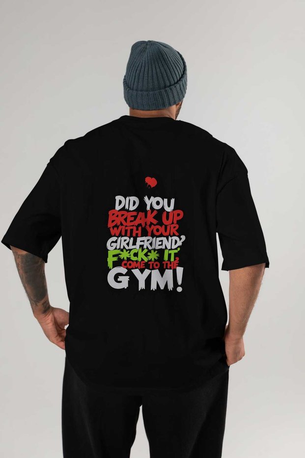 Gym, Sports, Fitness 50 Back Printed Black Oversize T-Shirt Men's Women's Cotton Crew Neck T-Shirt