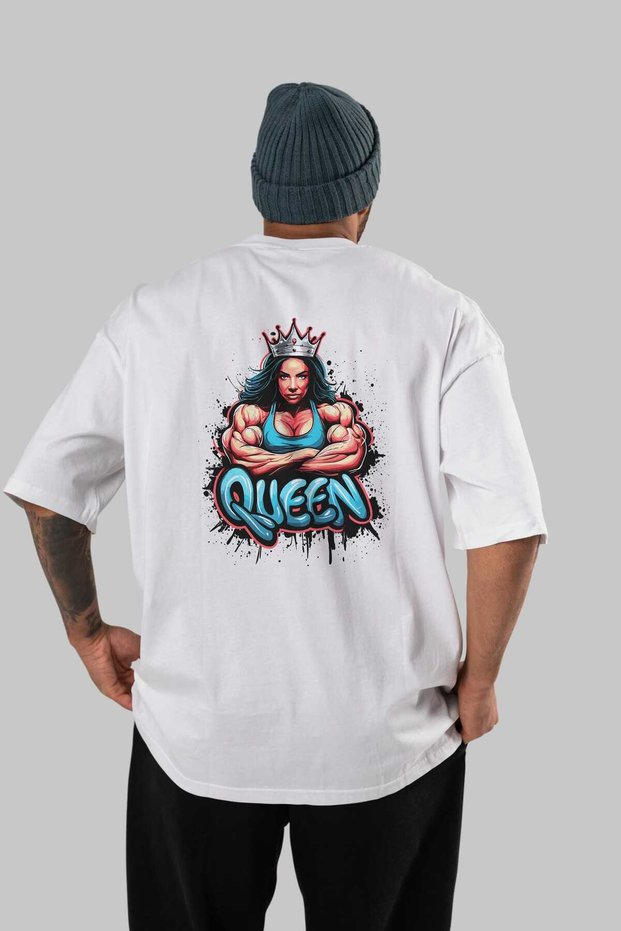 Gym, Sports, Fitness 62 Back Printed White Oversize T-Shirt Men's Women's Cotton Crew Neck T-Shirt