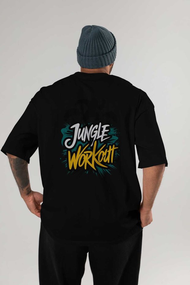 Gym, Sports, Fitness 73 Back Printed Black Oversize T-Shirt Men's Women's Cotton Crew Neck T-Shirt