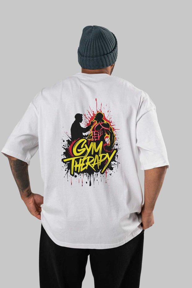 Gym, Sports, Fitness 44 Back Printed White Oversize T-Shirt Men's Women's Cotton Crew Neck T-Shirt
