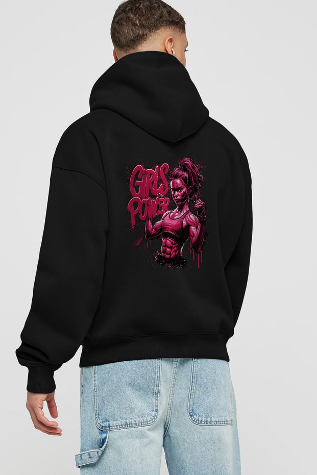 Gym, Sports, Fitness 70 Black Hoodie with Back Print Oversize Hooded Sweatshirt Men Women