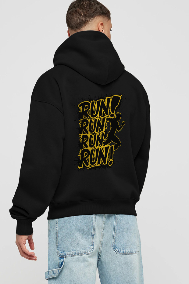Gym, Sports, Fitness 46 Black Hoodie with Back Print Oversize Hooded Sweatshirt Men Women