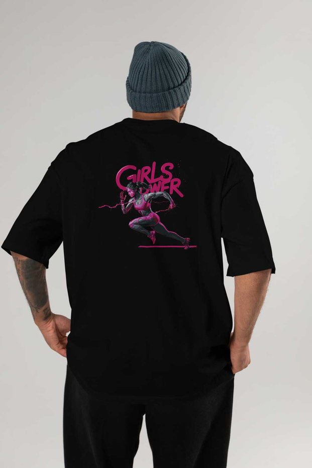 Gym, Sports, Fitness 48 Back Printed Black Oversize T-Shirt Men's Women's Cotton Crew Neck T-Shirt