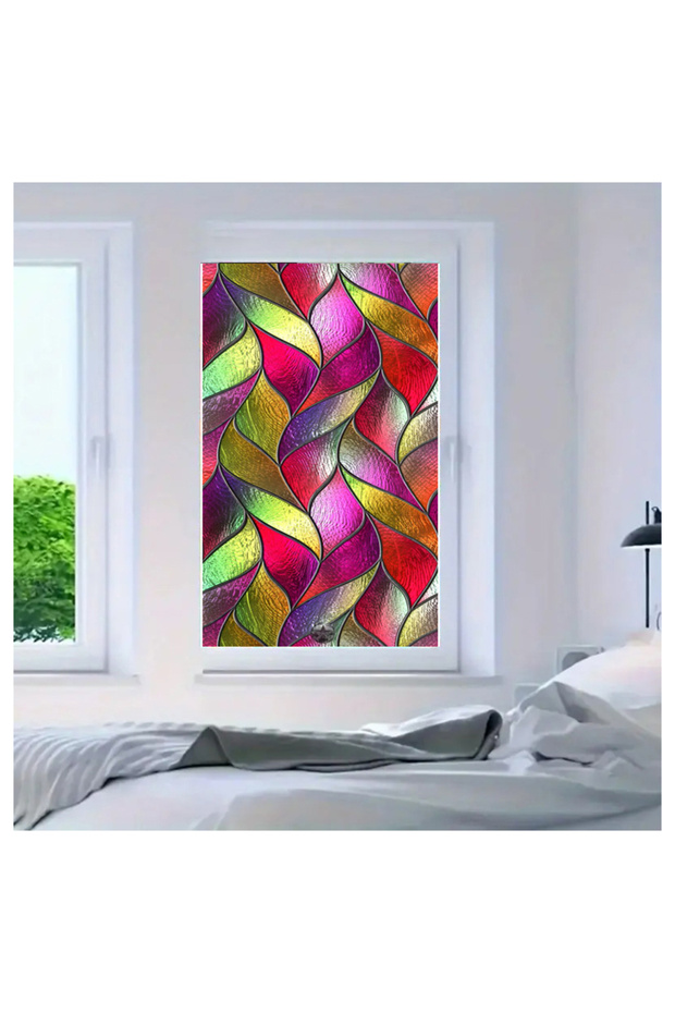 Glass Stained Glass Foil, Self Adhesive, Patterned Frosted Glass Foil 61X100 cm