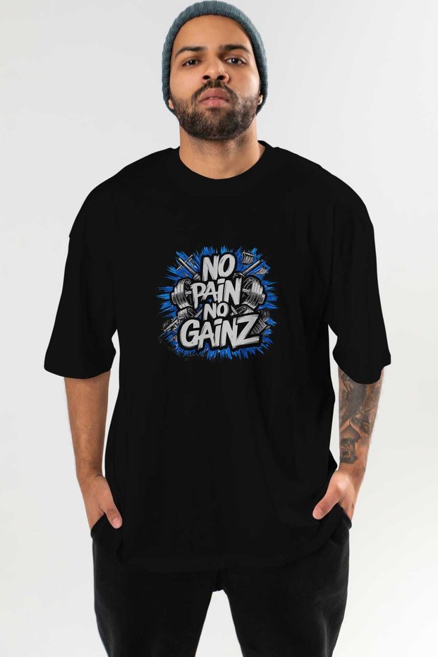 Gym, Sports, Fitness 86 Pre-Printed Black Oversize T-Shirt Men's Women's Cotton Crew Neck T-Shirt