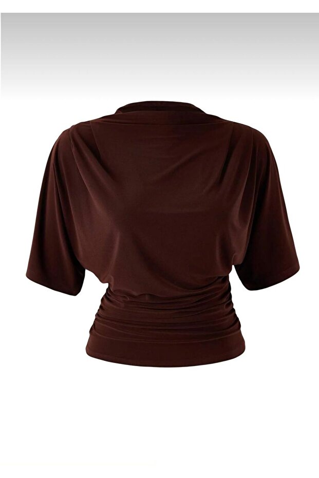 Women's Fitted Bat Sleeve Stretchy Knitted Blouse 0067