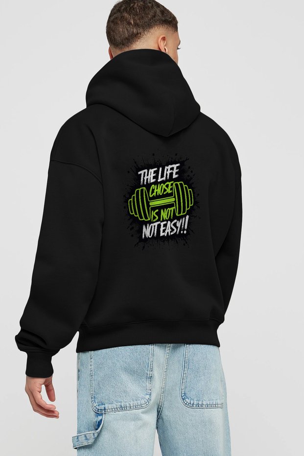 Gym, Sports, Fitness 4 Back Printed Black Hoodie Oversize Hooded Sweatshirt Men Women