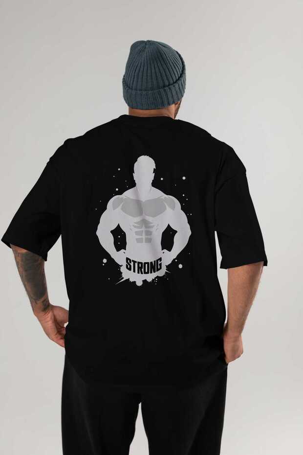 Gym, Sports, Fitness 31 Back Printed Black Oversize T-Shirt Men's Women's Cotton Crew Neck T-Shirt
